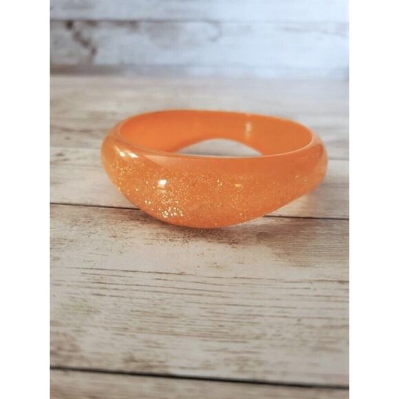 Vintage Bracelet / Bangle Wavy Glittery Orange - Picture 4 of 4
